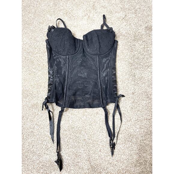 H&M Whimsygoth Lace Sheer Gothic Romantic Wizard Boho Alluring Corset Black 34B - Picture 1 of 10